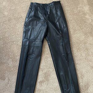 Pia Rucci Vintage Women's Black Leather Pants Lined Straight Leg Size 10